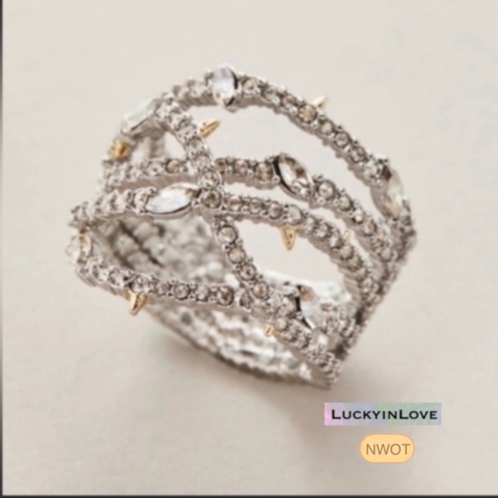 ALEXIS BITTAR • Silver Orbiting Crystal Encrusted Thorny Lace Ring 8